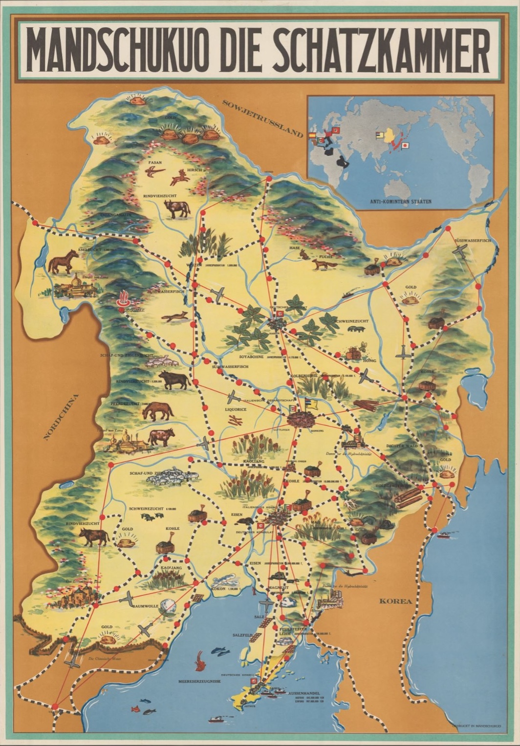 Kuva 1. Mandschukuo die Schatzkammer, propagandajuliste vuodelta 1938.